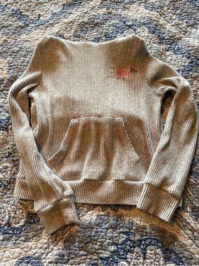 Embroidered Floral Crewneck hoodie - Light Gray 7/8 by sunset sky